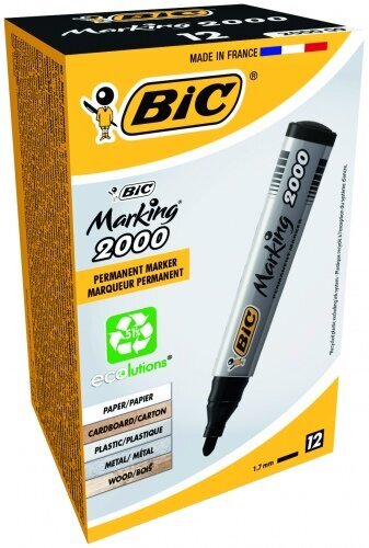 Permanentinis žymeklis Bic Eco 2000 2-5 mm, juodas kaina ir informacija | Rašymo priemonės | pigu.lt