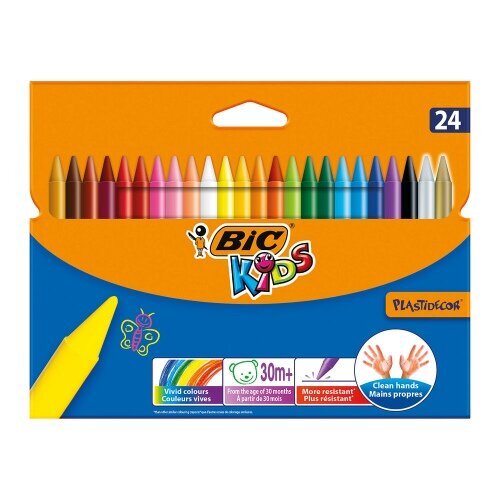 Vaškinės spalvotos kreidelės Bic Wax Crayon 24 spalvų rinkinys 8297721 kaina ir informacija | Piešimo, tapybos, lipdymo reikmenys | pigu.lt