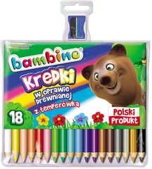 Kredki bambino w drewnianej oprawie z temperÓwkĄ 18 kol. цена и информация | Принадлежности для рисования, лепки | pigu.lt