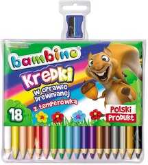 Kredki bambino w drewnianej oprawie z temperÓwkĄ 18 kol. цена и информация | Принадлежности для рисования, лепки | pigu.lt