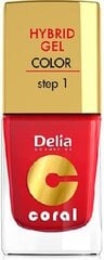 Gelinis nagų lakas Delia Cosmetics Coral 11 ml, 01 Red kaina ir informacija | Nagų lakai, stiprintojai | pigu.lt