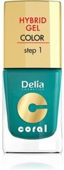 Gelinis nagų lakas Delia Cosmetics Coral Hybrid Step1 11 ml, 10 Metal Green цена и информация | Лаки, укрепители для ногтей | pigu.lt