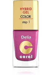 Gelinis nagų lakas Delia Cosmetics Coral Hybrid Step1 11 ml, 21 Fuchsia kaina ir informacija | Nagų lakai, stiprintojai | pigu.lt