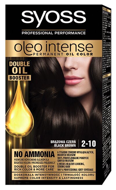 Plaukų dažai SYOSS OLEO INTENSE 2-10 Juodai ruda цена и информация | Plaukų dažai | pigu.lt