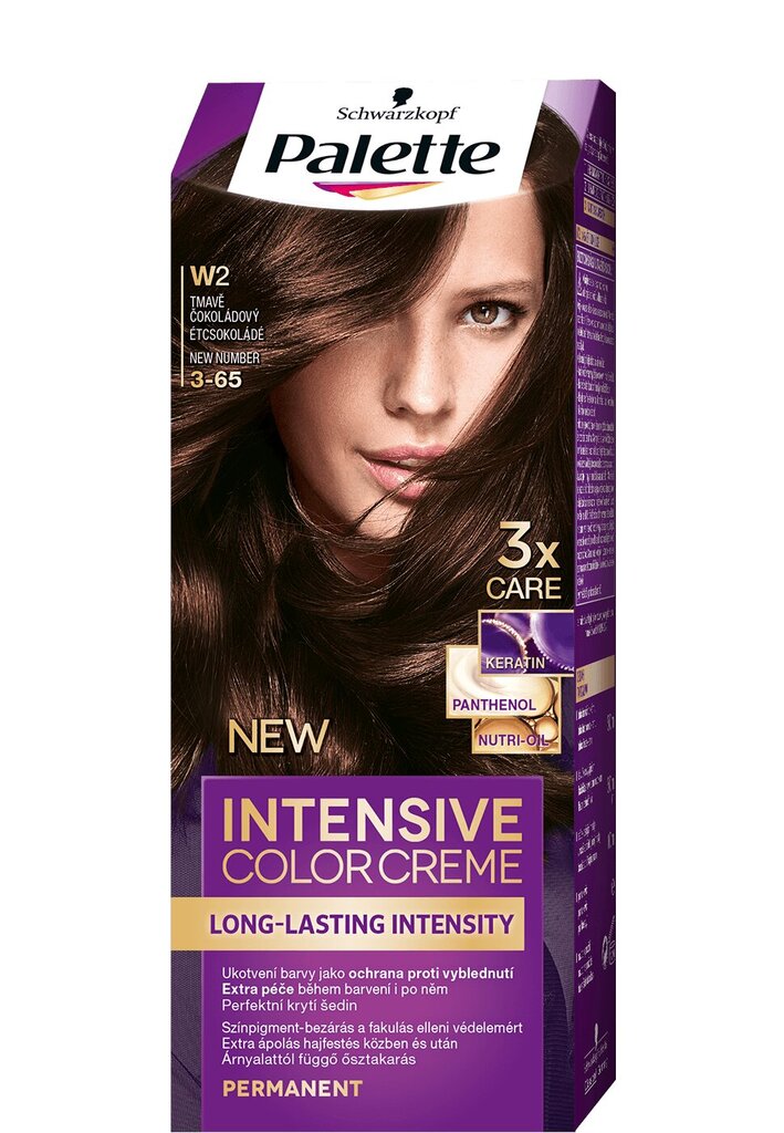 Kreminiai plaukų dažai Schwarzkopf Palette Intensive Color Creme, W2 Dark Chocolate kaina ir informacija | Plaukų dažai | pigu.lt