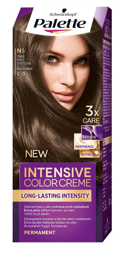 Kreminiai plaukų dažai Schwarzkopf Palette Intensive Color Creme, N5 Dark blond kaina ir informacija | Plaukų dažai | pigu.lt