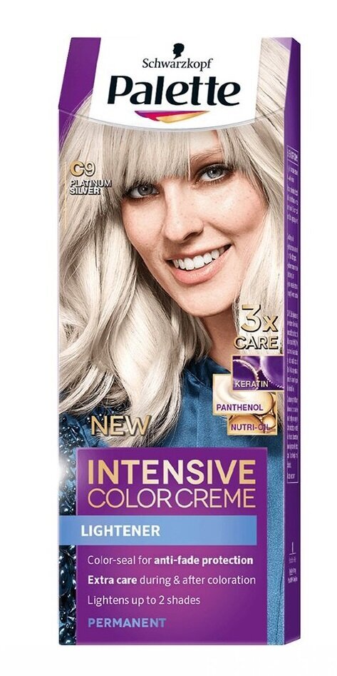 Kreminiai plaukų dažai Schwarzkopf Palette Intensive Color Creme, C9 Platinum silver kaina ir informacija | Plaukų dažai | pigu.lt