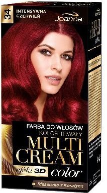 Plaukų dažai Joanna Multi Cream Color 100 ml, 34 Intense Red цена и информация | Plaukų dažai | pigu.lt