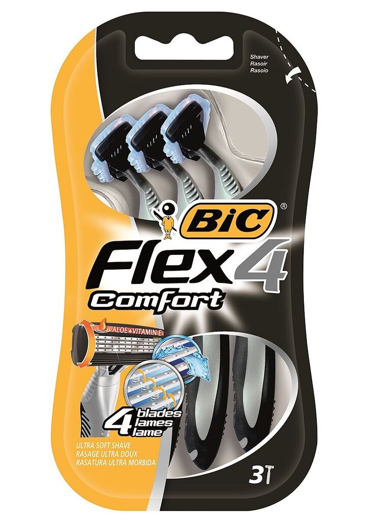 Skustuvas Bic Flex 4 Comfort + skutimosi galvutės 4 vnt. цена и информация | Skutimosi priemonės ir kosmetika | pigu.lt