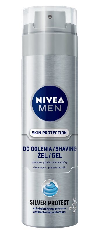 Skutimosi gelis Nivea Men Silver Protect, 200 ml kaina ir informacija | Skutimosi priemonės ir kosmetika | pigu.lt