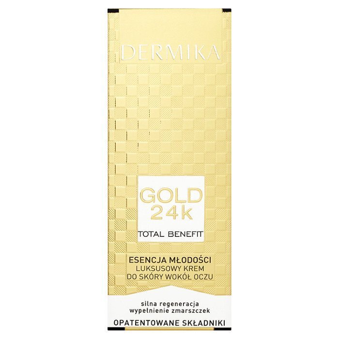 Drėkinamasis akių kremas Dermika Gold 24k Total Benefit, 15 ml kaina ir informacija | Paakių kremai, serumai | pigu.lt