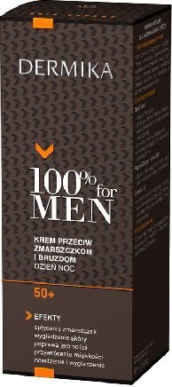 Drėkinamasis veido kremas nuo raukšlių Dermika 100% for Men 50+ vyrams, 50 ml цена и информация | Veido kremai | pigu.lt