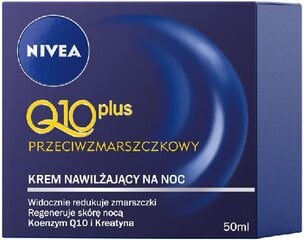 Naktinis drėkinamasis veido kremas nuo raukšlių Nivea Q10 Plus Anti-wrinkle moisturizing, 50 ml kaina ir informacija | Veido kremai | pigu.lt