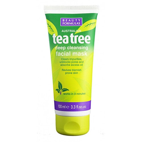Veido kaukė Beauty Formulas Tea Tree Deep Cleansing Face Mask 100ml цена и информация | Veido kaukės, paakių kaukės | pigu.lt