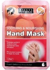 Питательная и успокаивающая маска для рук Beauty Formulas, 1 пара цена и информация | Маски для лица, патчи для глаз | pigu.lt