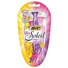 Vienkartiniai skustuvai Bic Miss Soleil Colour Collection, 4 vnt. kaina ir informacija | Skutimosi priemonės ir kosmetika | pigu.lt