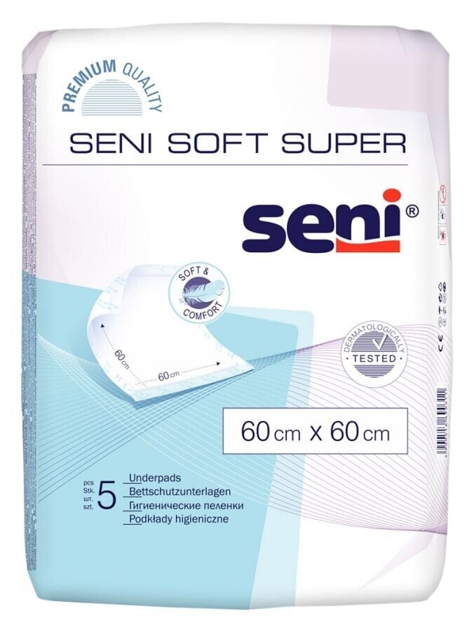 Higieninė paklodė Seni Soft 60x60cm, 5 vnt. kaina ir informacija | Sauskelnės, įklotai, paklotai suaugusiems | pigu.lt