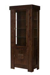 Optimata beržo medienos vitrina su raižiniu Doris 102B, ruda kaina ir informacija | Vitrinos, indaujos | pigu.lt
