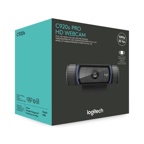 Interneto kamera Logitech HD Pro C920S kaina ir informacija | Kompiuterio (WEB) kameros | pigu.lt