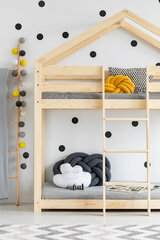Dviaukštė lova-namelis Dalidda-2 su kopėčiomis, 80x200 cm, ąžuolo spalvos kaina ir informacija | Vaikiškos lovos | pigu.lt
