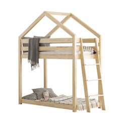 Dviaukštė lova-namelis Dalidda-3 su kopėčiomis, 90x200 cm, ąžuolo spalvos kaina ir informacija | Vaikiškos lovos | pigu.lt