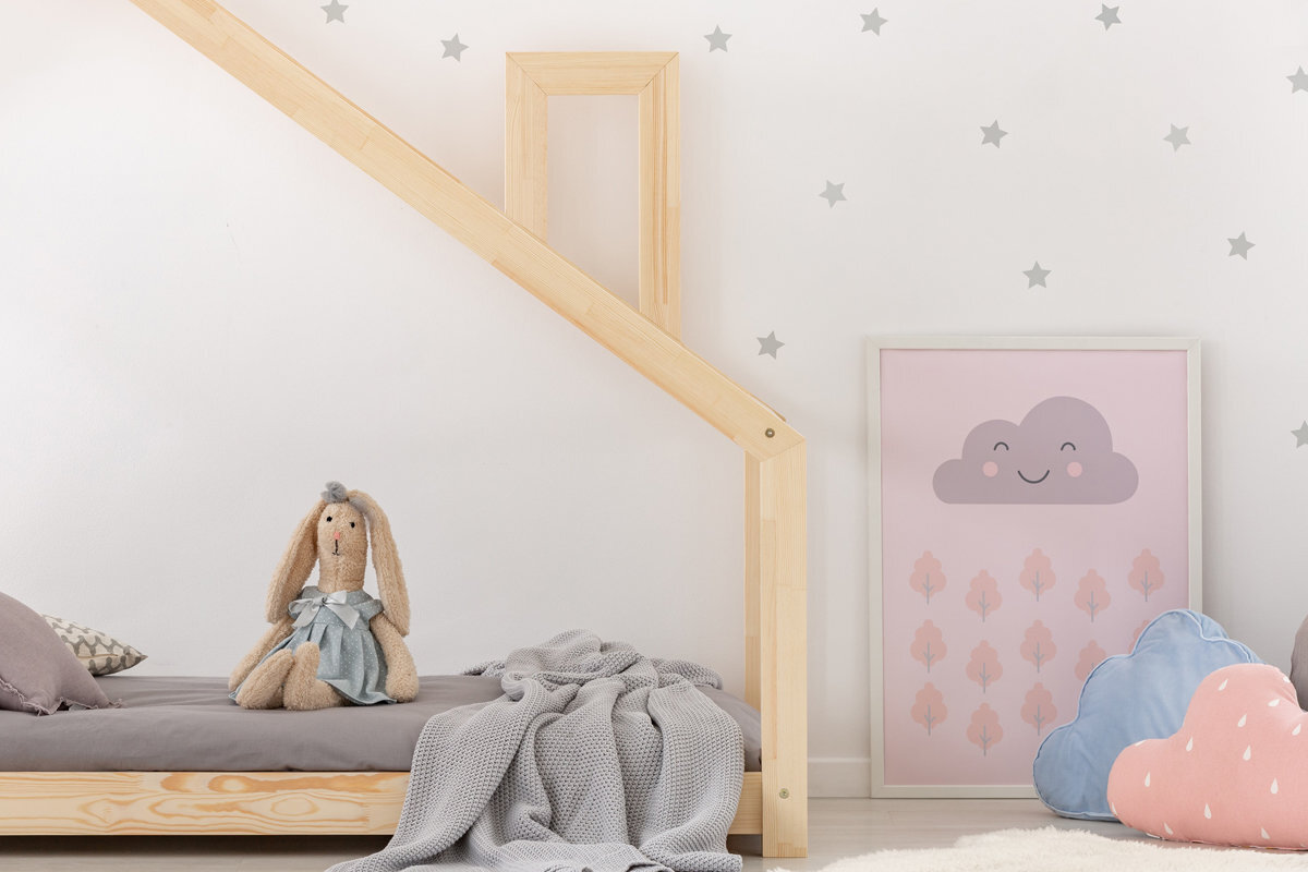 Lova-namelis Dalidda, 90x200 cm, ąžuolo spalvos kaina ir informacija | Vaikiškos lovos | pigu.lt