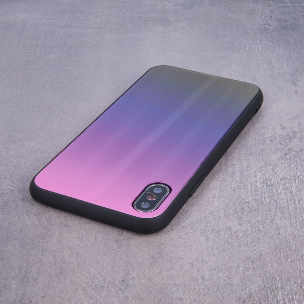 Mocco Aurora Glass Silicone Back Case for Apple iPhone 6 Plus / 6S Plus Pink - Black kaina ir informacija | Telefono dėklai | pigu.lt