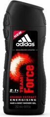 Adidas Team Force Shower Gel Body Hair Face - 3 in 1 shower gel for men 250ml цена и информация | Масла, гели для душа | pigu.lt