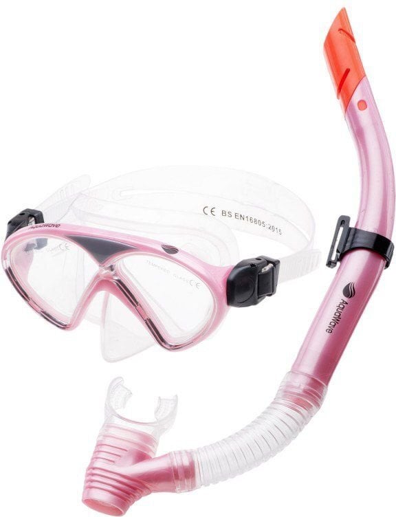 Nardymo kaukė su vamzdeliu AquaWave Dolphin JR SET, rožinė kaina ir informacija | Nardymo kaukės | pigu.lt