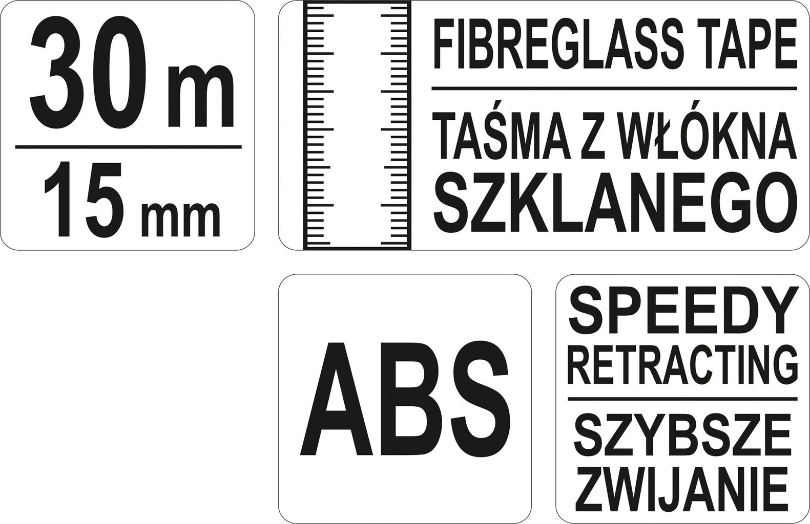 Ruletė stiklo audinio, geodezinė III klasė 30mx15mm Yato YT-71540 kaina ir informacija | Mechaniniai įrankiai | pigu.lt