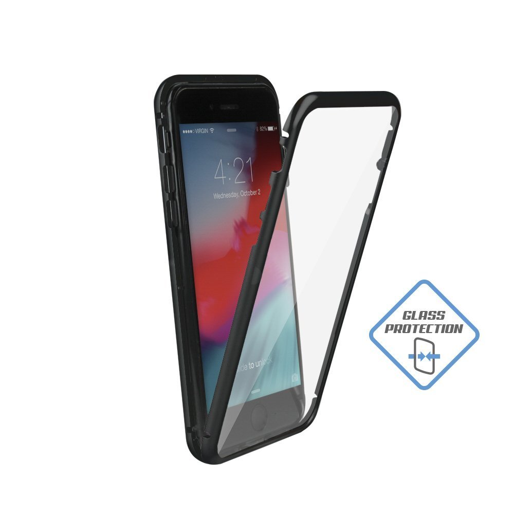 Mocco Double Side Aluminum Case 360 With Tempered Glass For Apple iPhone 6 Plus / 6S Plus Transparent - Black kaina ir informacija | Telefono dėklai | pigu.lt
