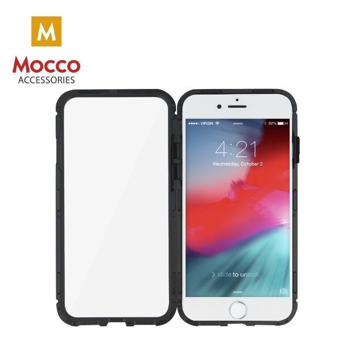 Mocco Double Side Aluminum Case 360 With Tempered Glass For Apple iPhone 6 Plus / 6S Plus Transparent - Black kaina ir informacija | Telefono dėklai | pigu.lt