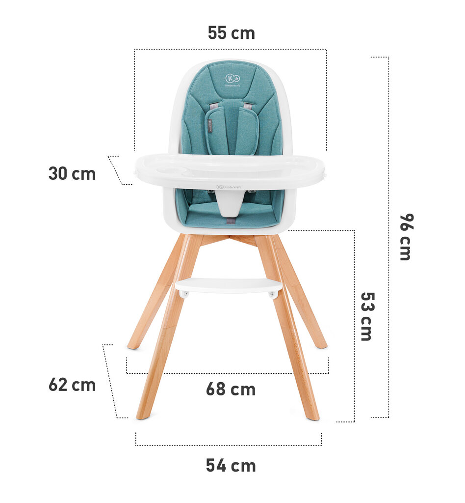 Maitinimo kėdutė Kinderkraft Tixi, turquoise цена и информация | Maitinimo kėdutės | pigu.lt