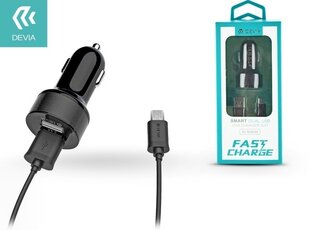 Автомобильная зарядка Devia Smart с 2 USB разъемами, 2.4A, microUSB, черная цена и информация | Зарядные устройства для телефонов | pigu.lt