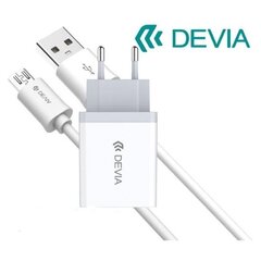 Devia Smart Charger Universal Adaptive Travel Charger USB / 5V / 2.1A / 10.5W + Micro USB Cable 1m, Balta kaina ir informacija | Krovikliai telefonams | pigu.lt