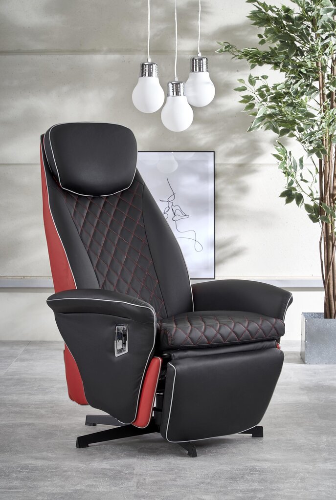 Fotelis Halmar Camaro, juodas/raudonas kaina ir informacija | Svetainės foteliai | pigu.lt