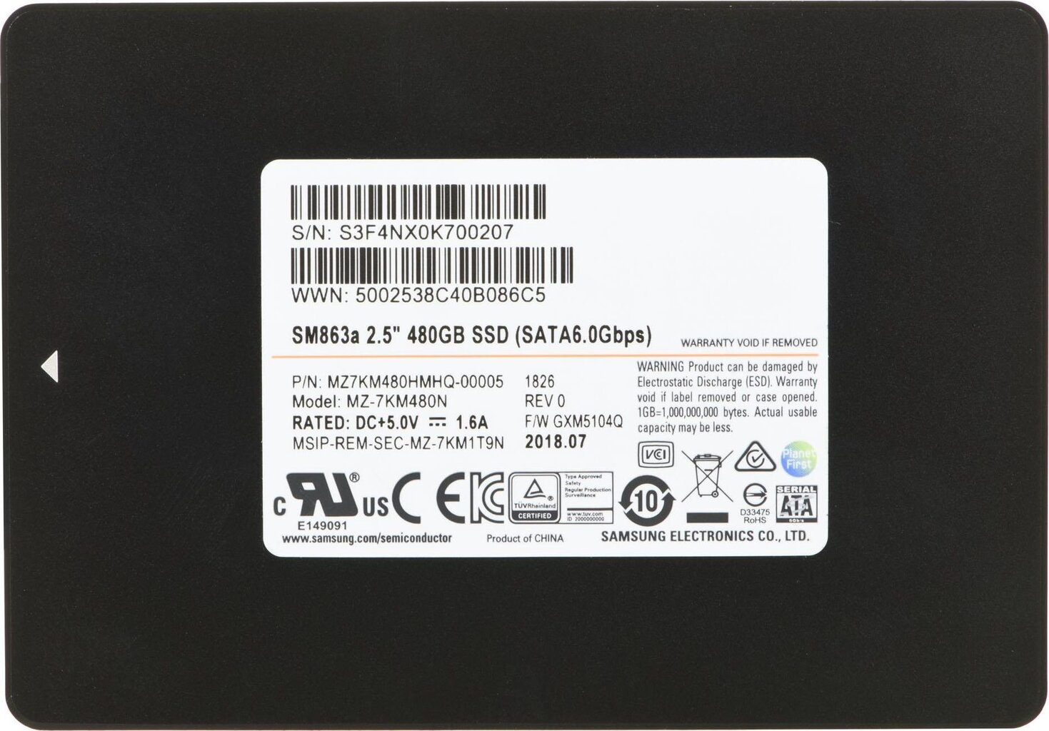 Samsung MZ7KM480HMHQ kaina ir informacija | Vidiniai kietieji diskai (HDD, SSD, Hybrid) | pigu.lt