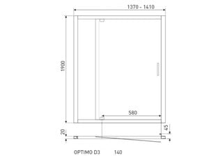 Varstomos dušo durys į nišą Kerra Optimo D3 140G, Grafitas цена и информация | Душевые двери и стены | pigu.lt