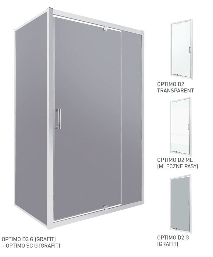 Varstomos dušo durys į nišą Kerra Optimo D3 140G, Grafitas kaina ir informacija | Dušo durys ir sienelės | pigu.lt