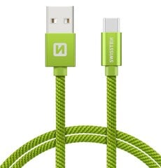 Swissten Textile Универсальный Quick Charge 3.1 USB-C USB Кабель данных 2м Зеленый цена и информация | Кабели для телефонов | pigu.lt