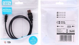 TB AKTBXKU3PBAW10B, USB/miniUSB, 1 м цена и информация | Кабели и провода | pigu.lt