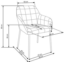 2-jų kėdžių komplektas Halmar K306, mėlynos/auksinės spalvos kaina ir informacija | Virtuvės ir valgomojo kėdės | pigu.lt