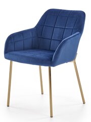 2-jų kėdžių komplektas Halmar K306, mėlynos/auksinės spalvos kaina ir informacija | Virtuvės ir valgomojo kėdės | pigu.lt