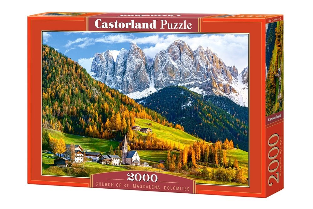 Dėlionė Castorland Church of St. Magdalena, Dolomites, 2000 detalių цена и информация | Dėlionės (puzzle) | pigu.lt