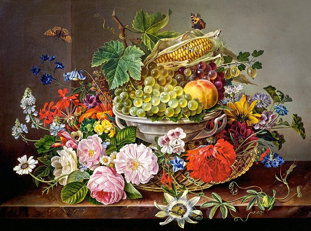 Dėlionė Castorland Still Life with Flowers and Fruit Basket, 2000 detalių kaina ir informacija | Dėlionės (puzzle) | pigu.lt