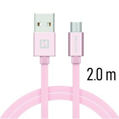 Swissten Textile Quick Charge Universal Micro USB Data and Charging Cable 2.0m Pink kaina ir informacija | Laidai telefonams | pigu.lt