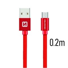 Swissten Textile Quick Charge Универсальный Micro USB Кабель данных 0.2m Красный цена и информация | Кабели для телефонов | pigu.lt