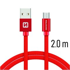 Swissten Textile SW-QU-MICR-USB-2.0-R kaina ir informacija | Laidai telefonams | pigu.lt