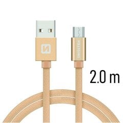 Swissten Textile Quick Charge Универсальный Micro USB Кабель данных 2.0m Золотой цена и информация | Кабели для телефонов | pigu.lt