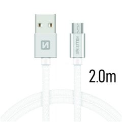 Swissten Textile Quick Charge Universal Micro USB Data and Charging Cable 2.0m Silver kaina ir informacija | Laidai telefonams | pigu.lt